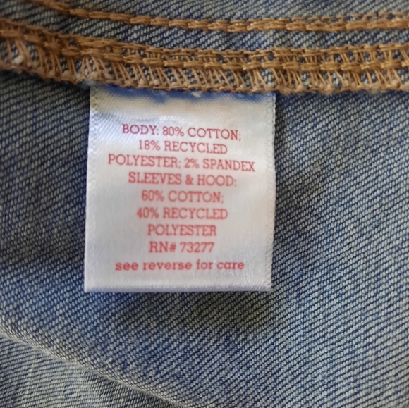 SO Girls Denim/Hoodie Jacket. Blue/Gray. Size XL (14/16) - Picture 7 of 7